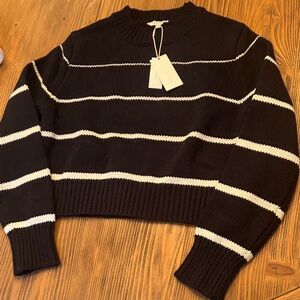 Z Supply Milan Black and White Striped Crew Neck Sweater